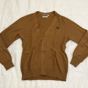 Fred Perry Sportswear Italian Tan Cardigan Sweater 38 Small